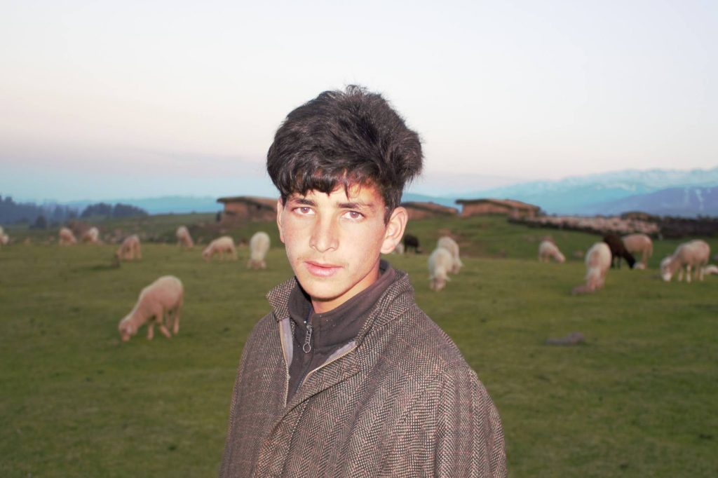 एक चरवाहा लड़का घास के मैदान में खड़ा है-वन अधिकार कश्मीर