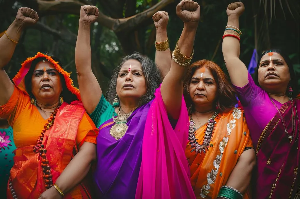 कुछ महिलाएं आवाज उठाने की मुद्रा में_ ट्रांस संशोधन विधेयक