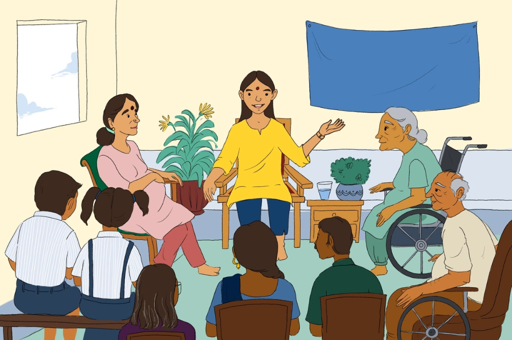 अलग-अलग जेंडर कम्युनिटी के लोग एक साथ बैठे हुए_जल सहिया