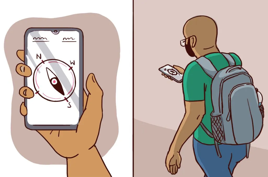 एक व्यक्ति और उसके हाथ में डिजिटल डिवाइस_फील्ड रिपोर्टिंग